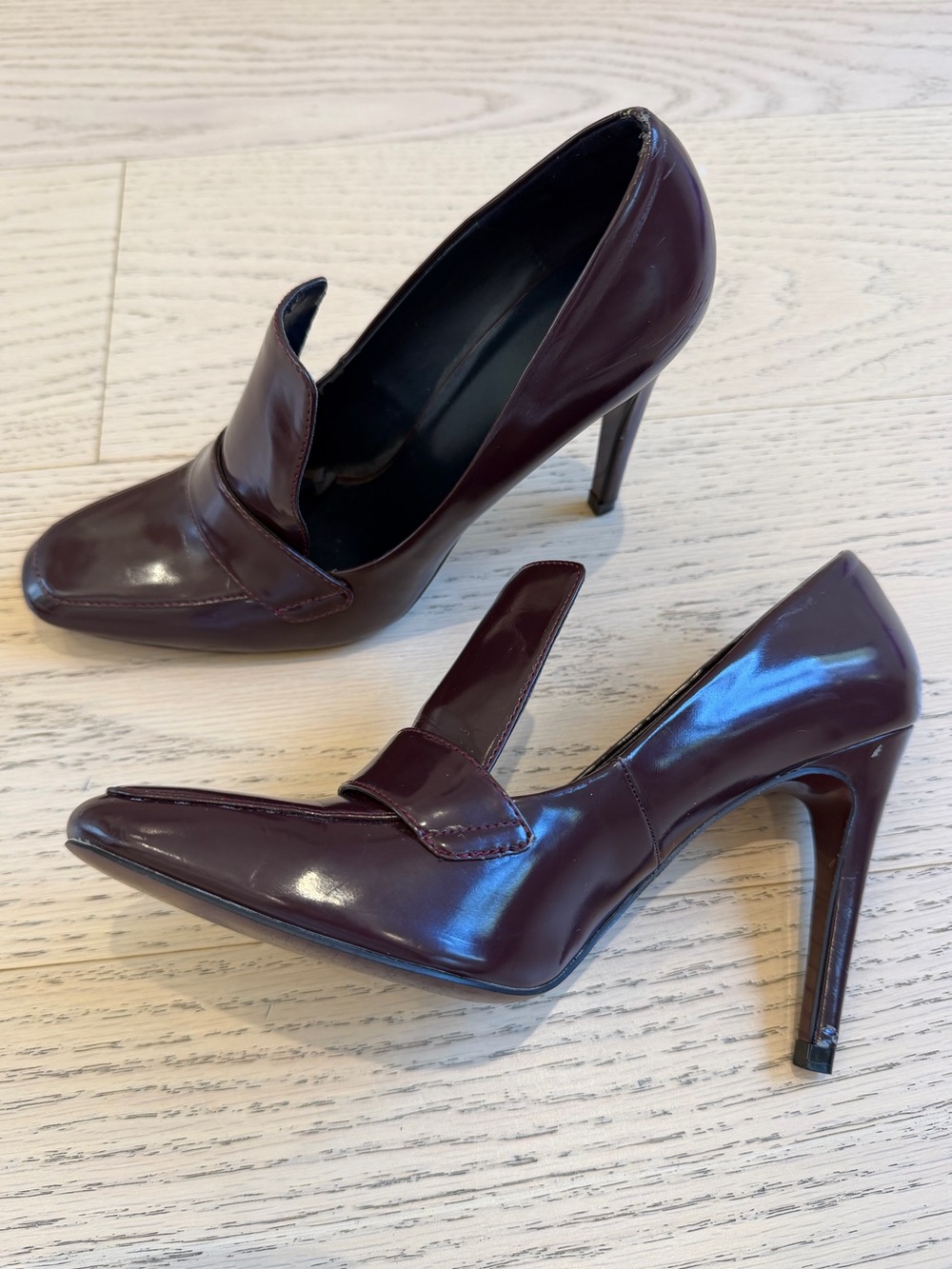 High-Crested Burgundy Heels, Loafer Style, Zara, Office, Workwear, Size 37